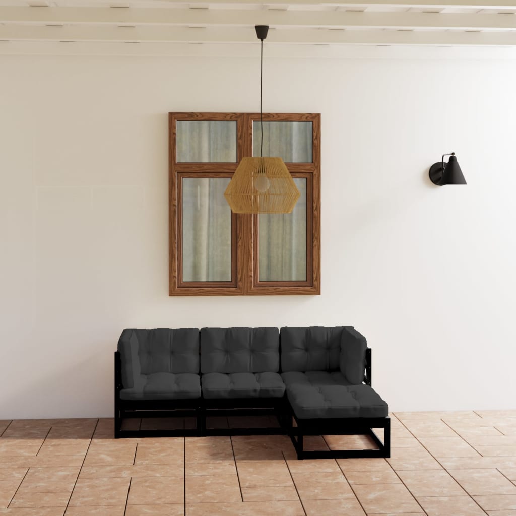 vidaXL 4-Piece Solid Pine Wood Lounge Set