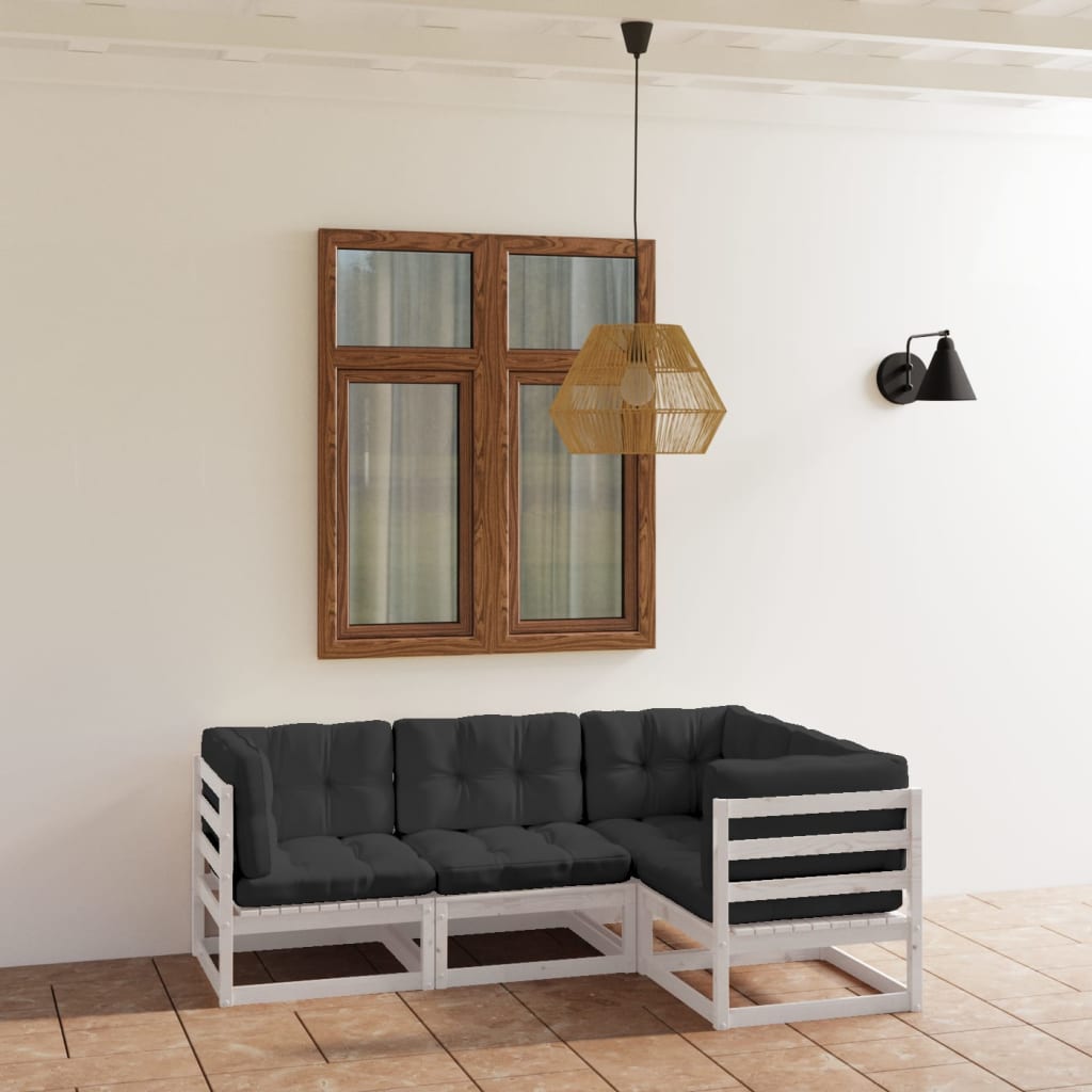 vidaXL 4-Piece Solid Pine Wood Lounge Set