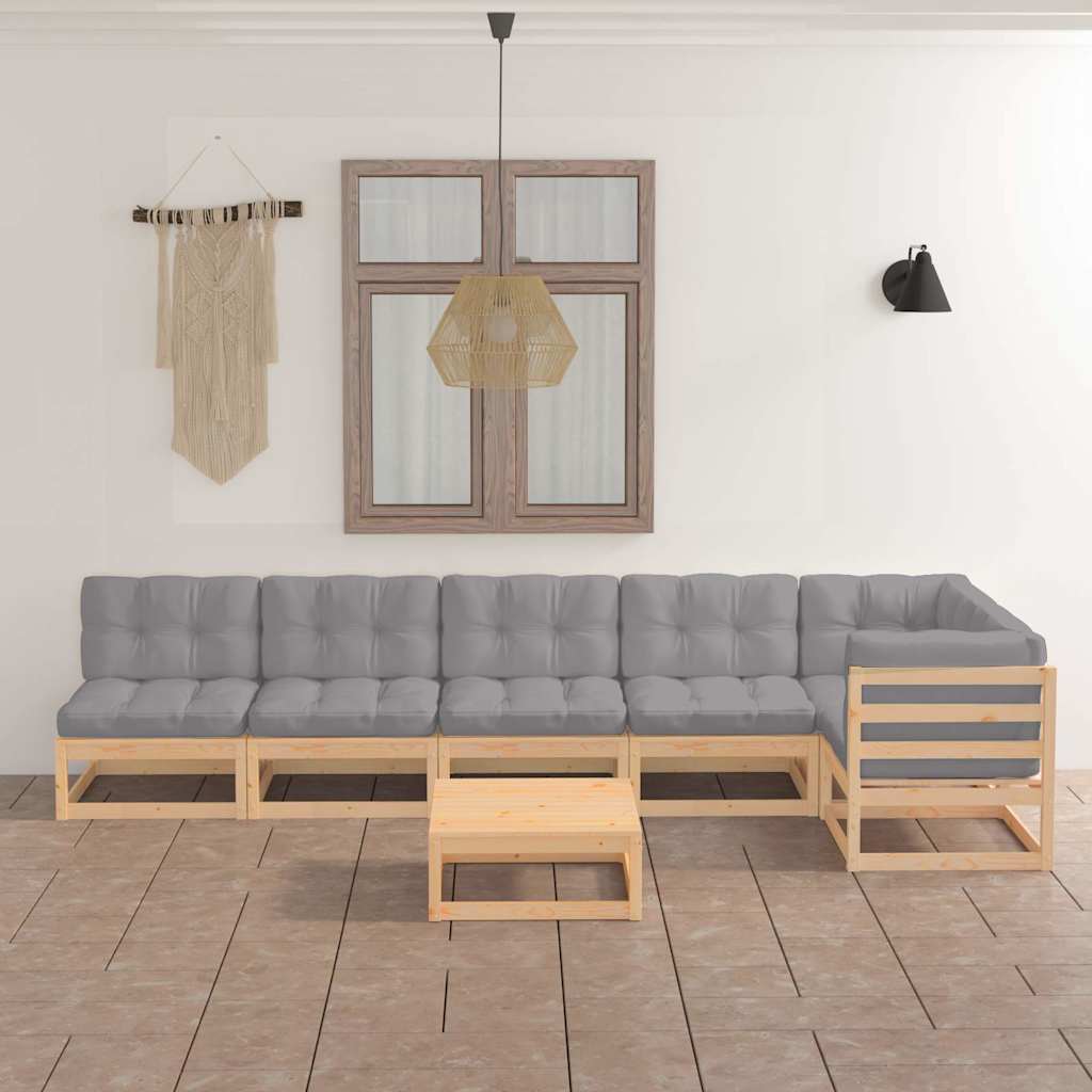 vidaXL 7-Piece Lounge Set Solid Pine Wood