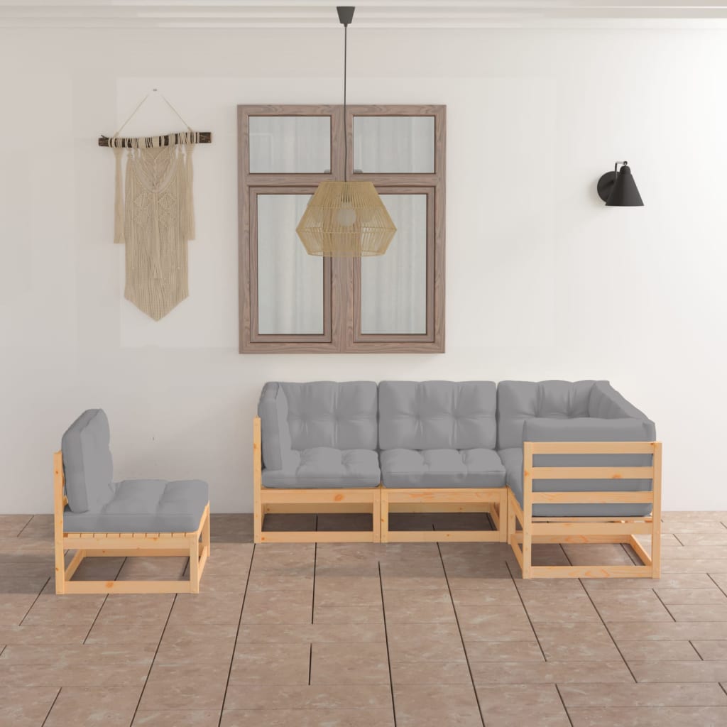 vidaXL 5-delige Loungeset massief grenenhout