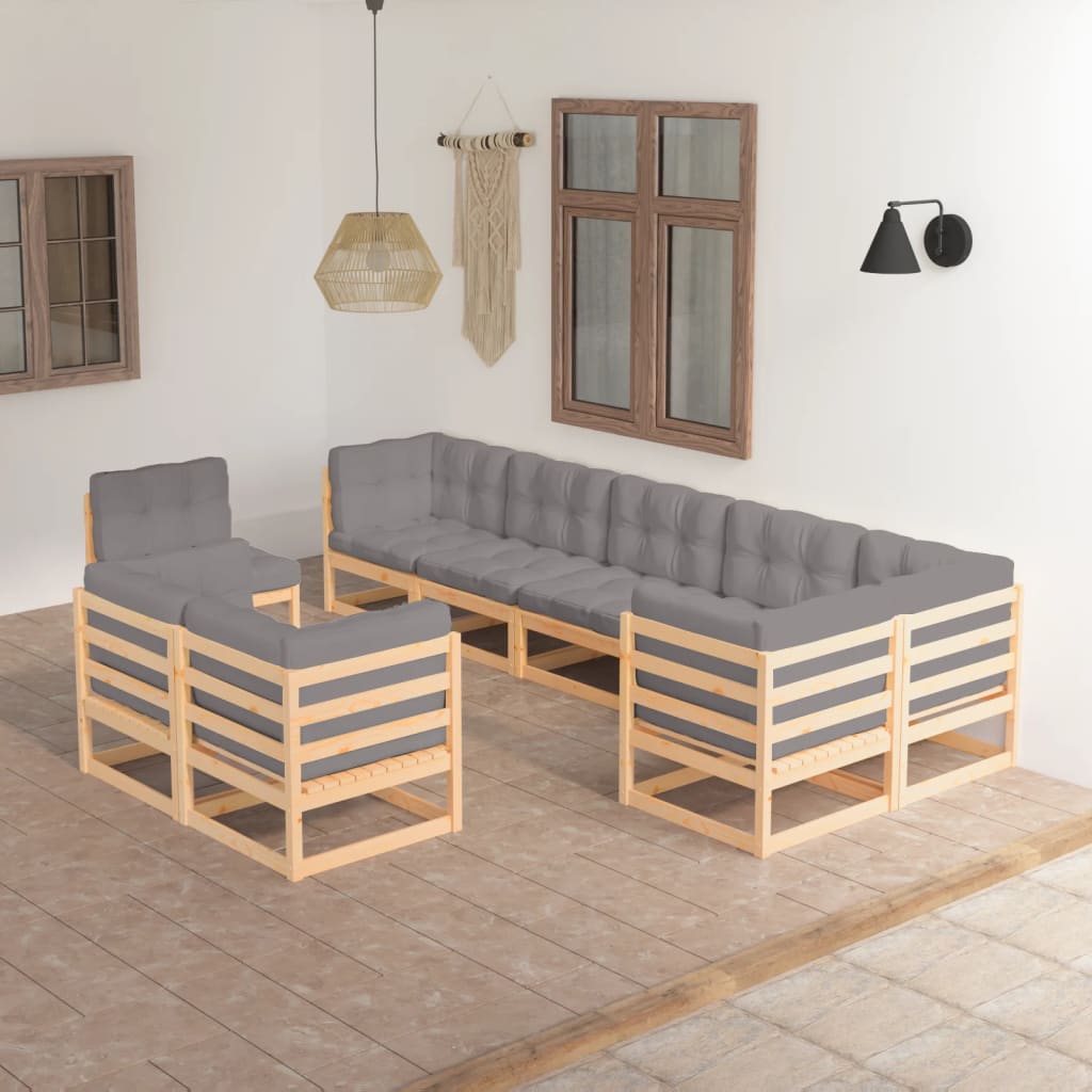 vidaXL 9-piece Lounge Set Solid Pine Wood