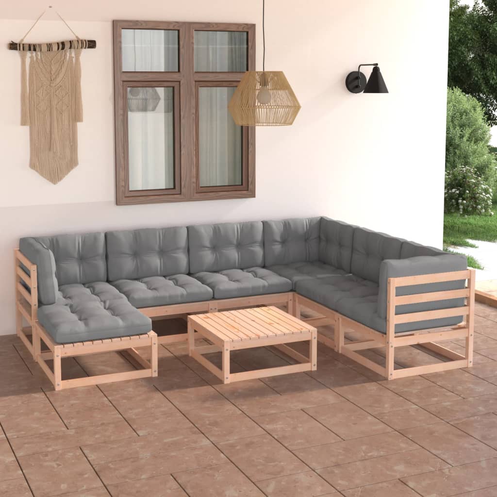 vidaXL 8-Piece Lounge Set Solid Pine Wood
