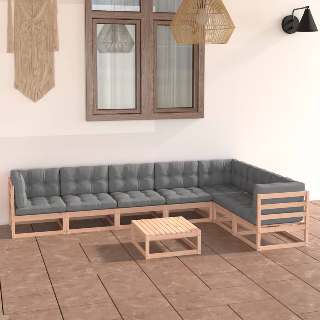 vidaXL 8-Piece Solid Pine Wood Lounge Set