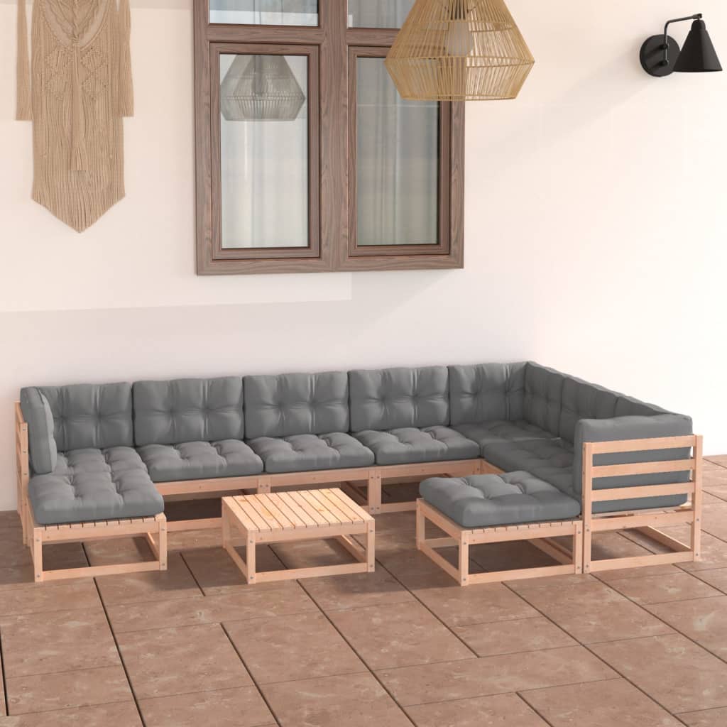 vidaXL 10-delige Loungeset massief grenenhout