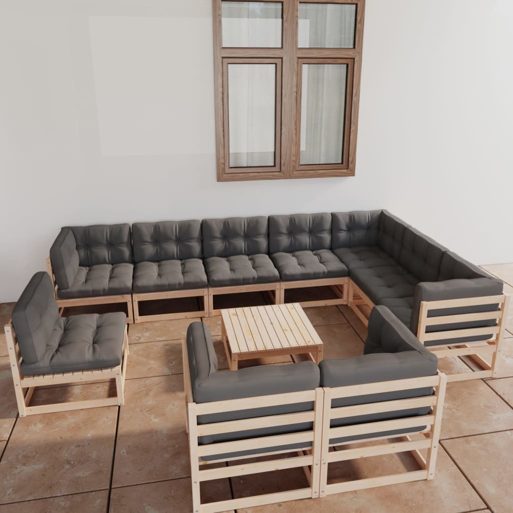 vidaXL 11-delige Loungeset massief grenenhout