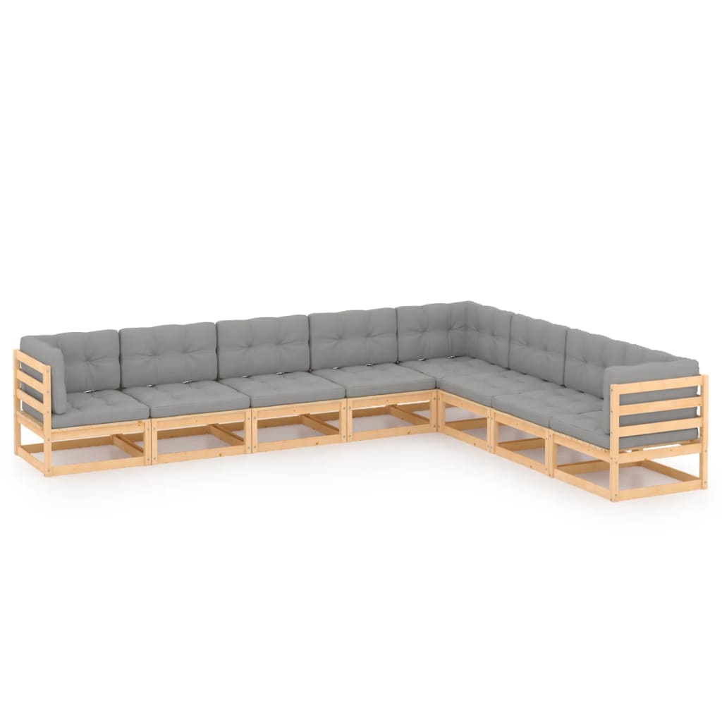 vidaXL 8-Piece Lounge Set Solid Pine Wood Honey Brown