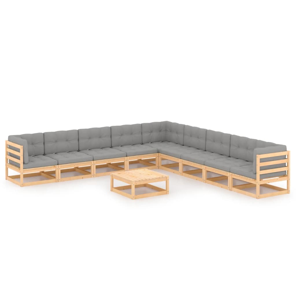 vidaXL 10-Piece Lounge Set Solid Pine Honey Brown