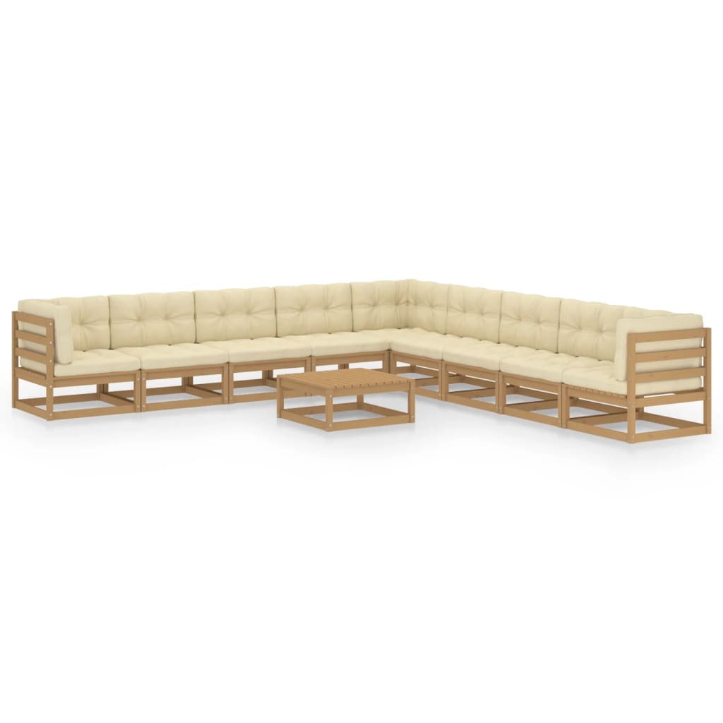 vidaXL 10-Piece Lounge Set Solid Pine Honey Brown