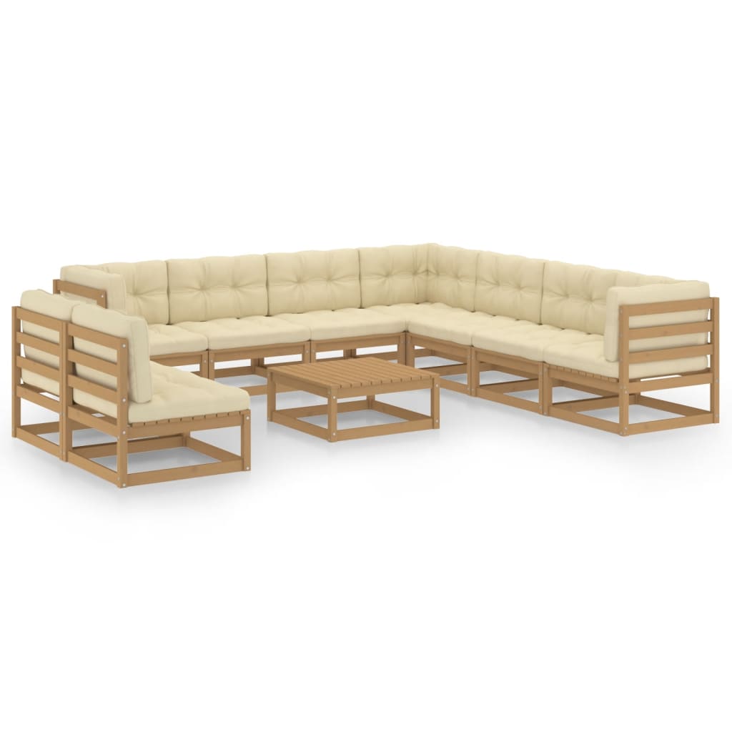 vidaXL 10-Piece Lounge Set Solid Pine Honey Brown