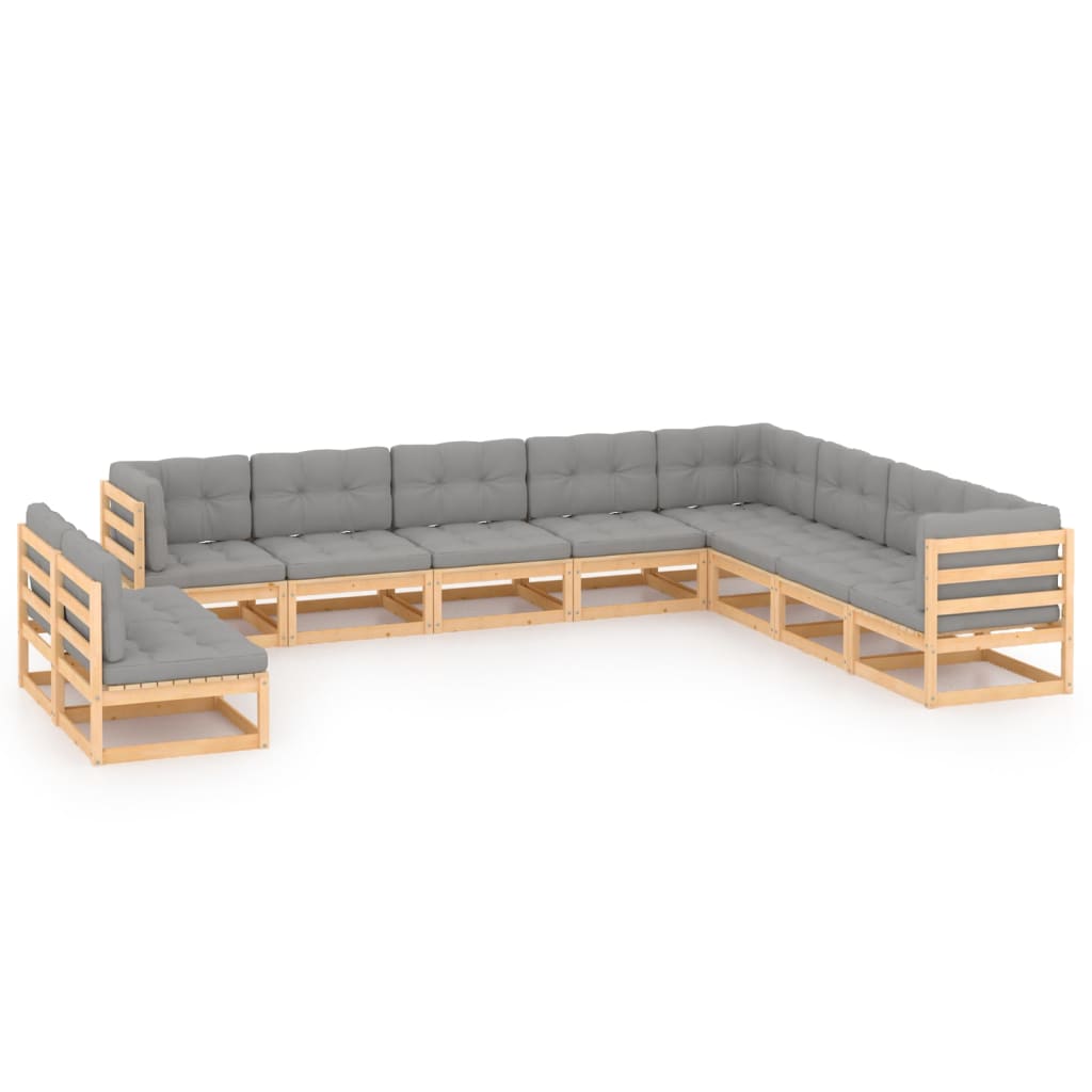 vidaXL 10-Piece Lounge Set Solid Pine Honey Brown