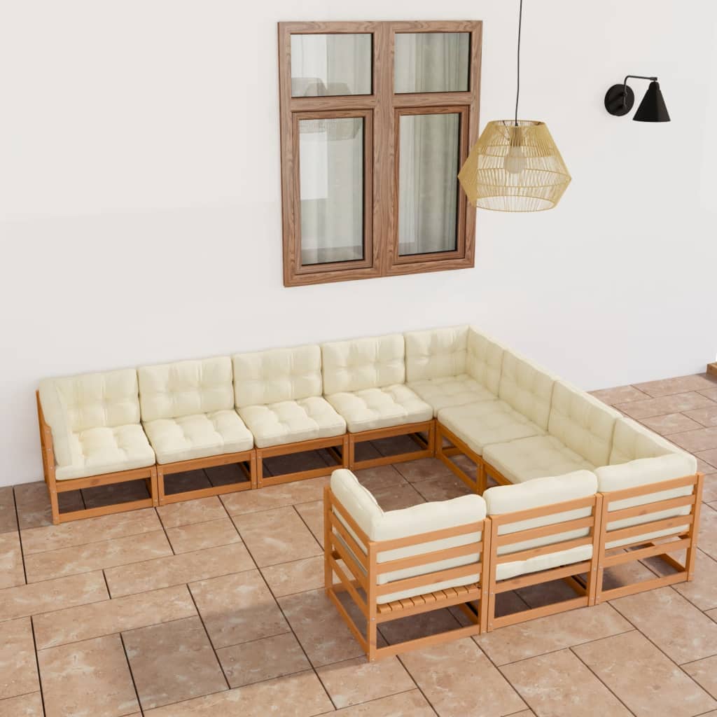 vidaXL 10-Piece Solid Pinewood Lounge Set