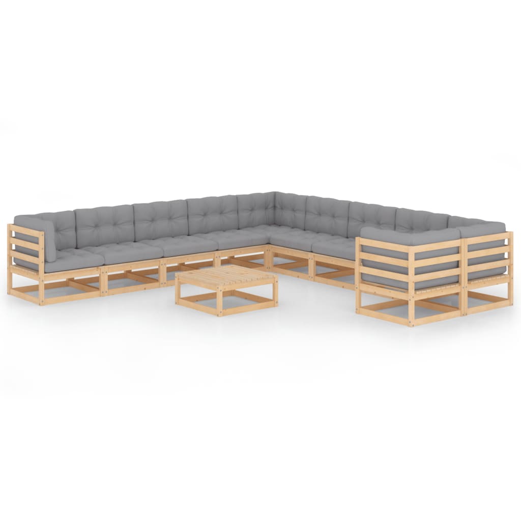 vidaXL 11-Piece Solid Pine Wood Lounge Set