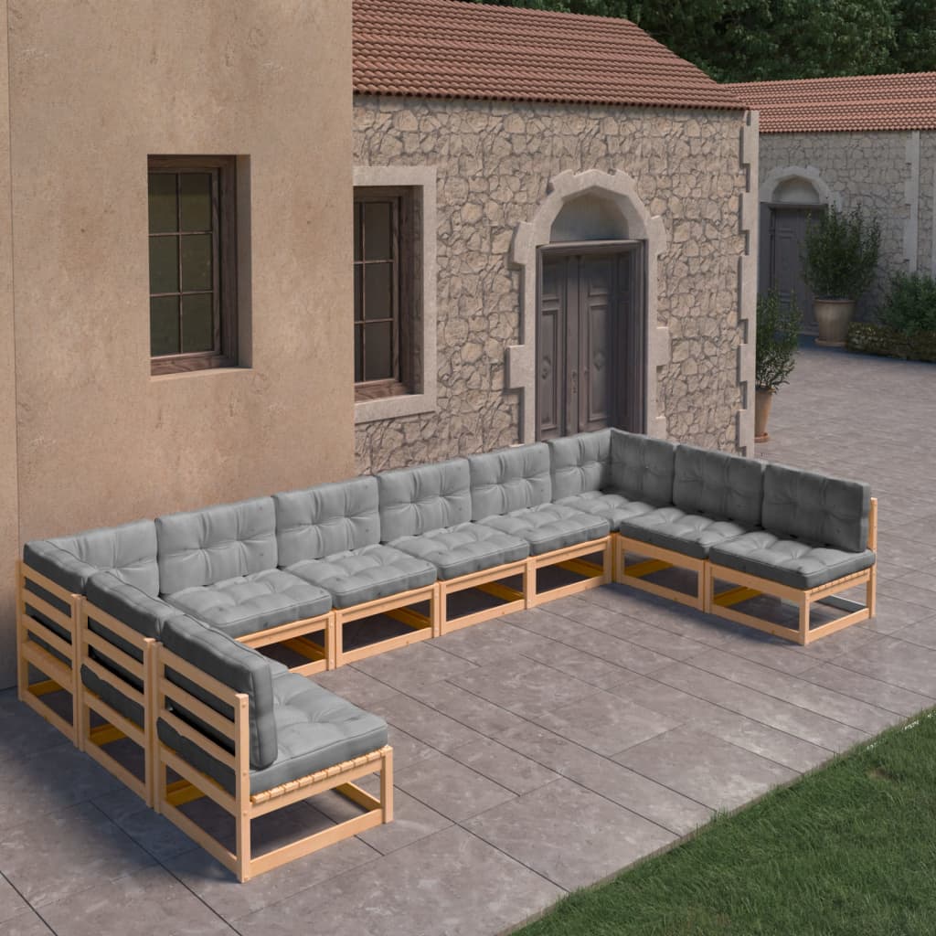 vidaXL 10-delige Loungeset massief grenenhout