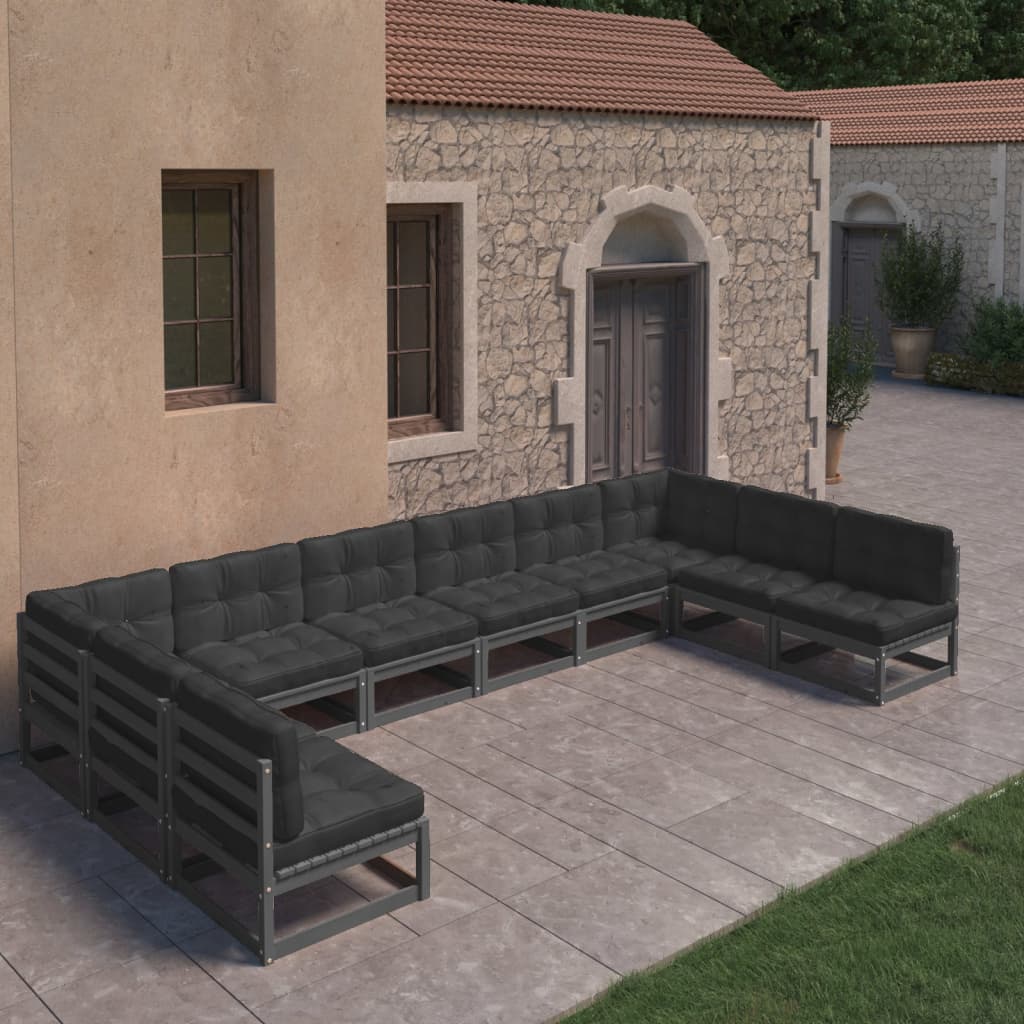 vidaXL 10-delige Loungeset massief grenenhout