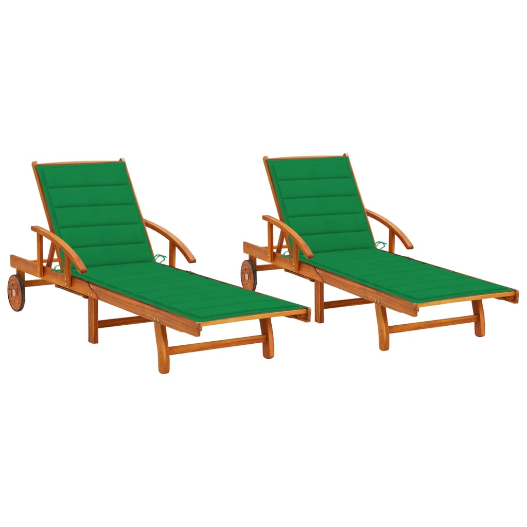 vidaXL Sun Lounger with Cushion Solid Acacia Wood