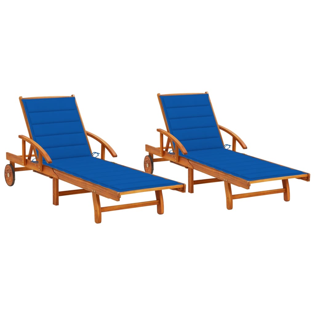 vidaXL Sun Lounger with Cushion Solid Acacia Wood