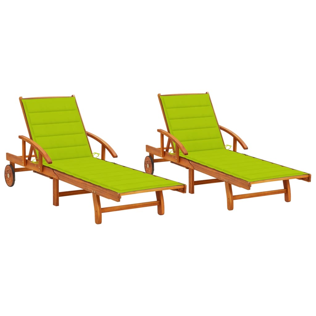 vidaXL Sun Lounger with Cushion Solid Acacia Wood