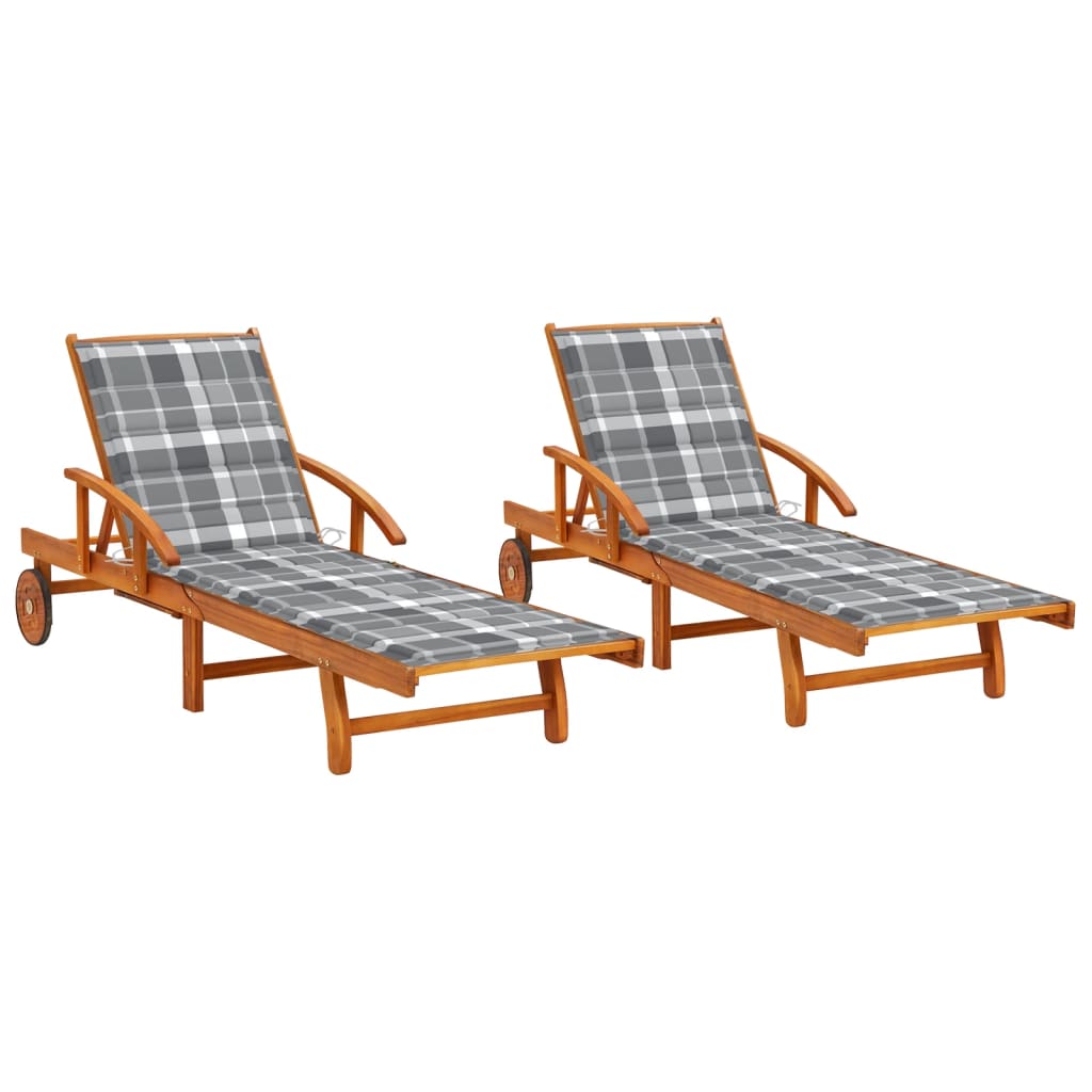 vidaXL Sun Lounger with Cushion Solid Acacia Wood