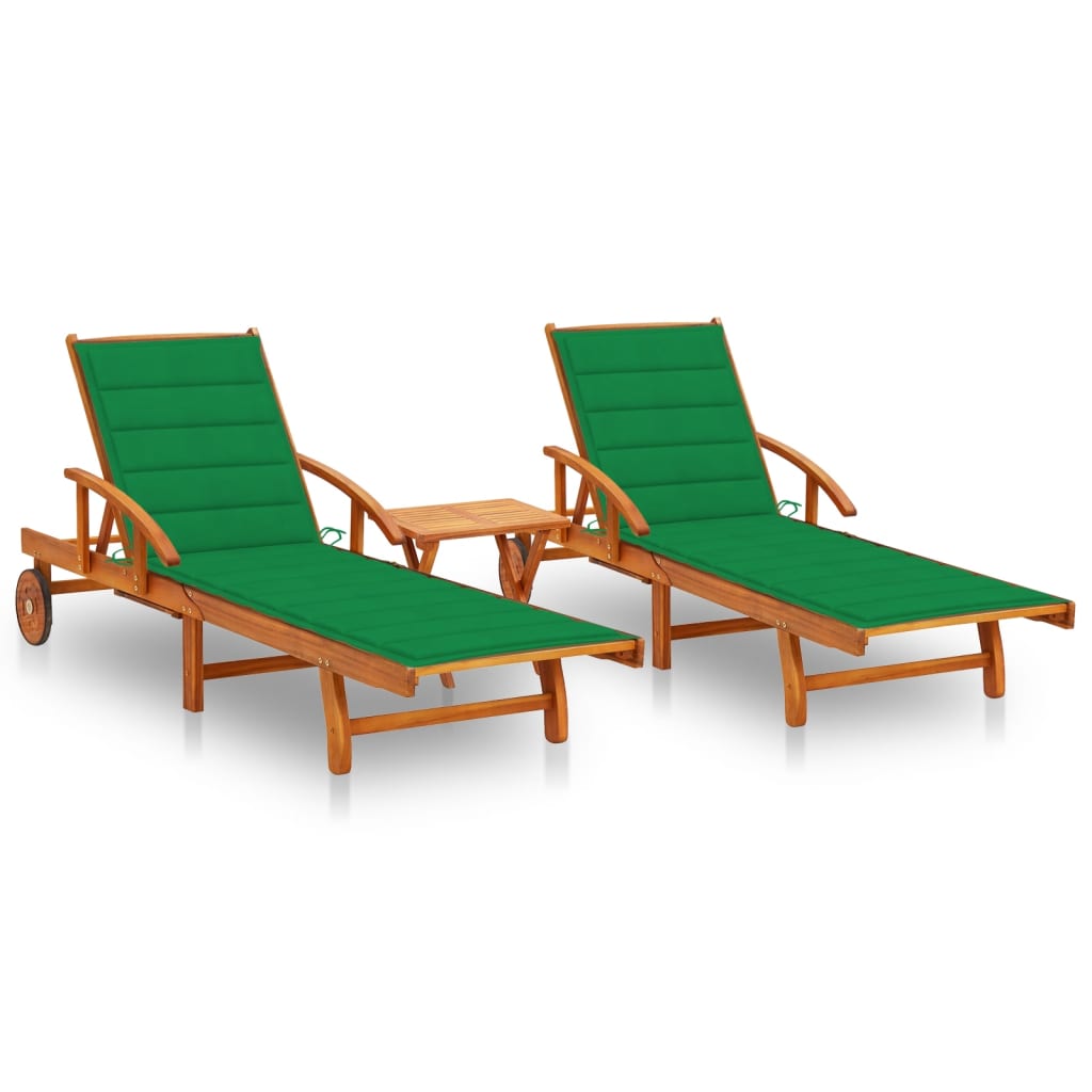 vidaXL Sun Lounger with Cushion Solid Acacia Wood