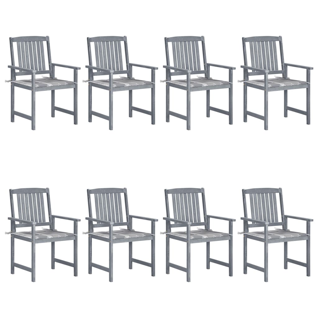 vidaXL Garden Chairs 2 pcs with Cushions Solid Acacia Wood Grey