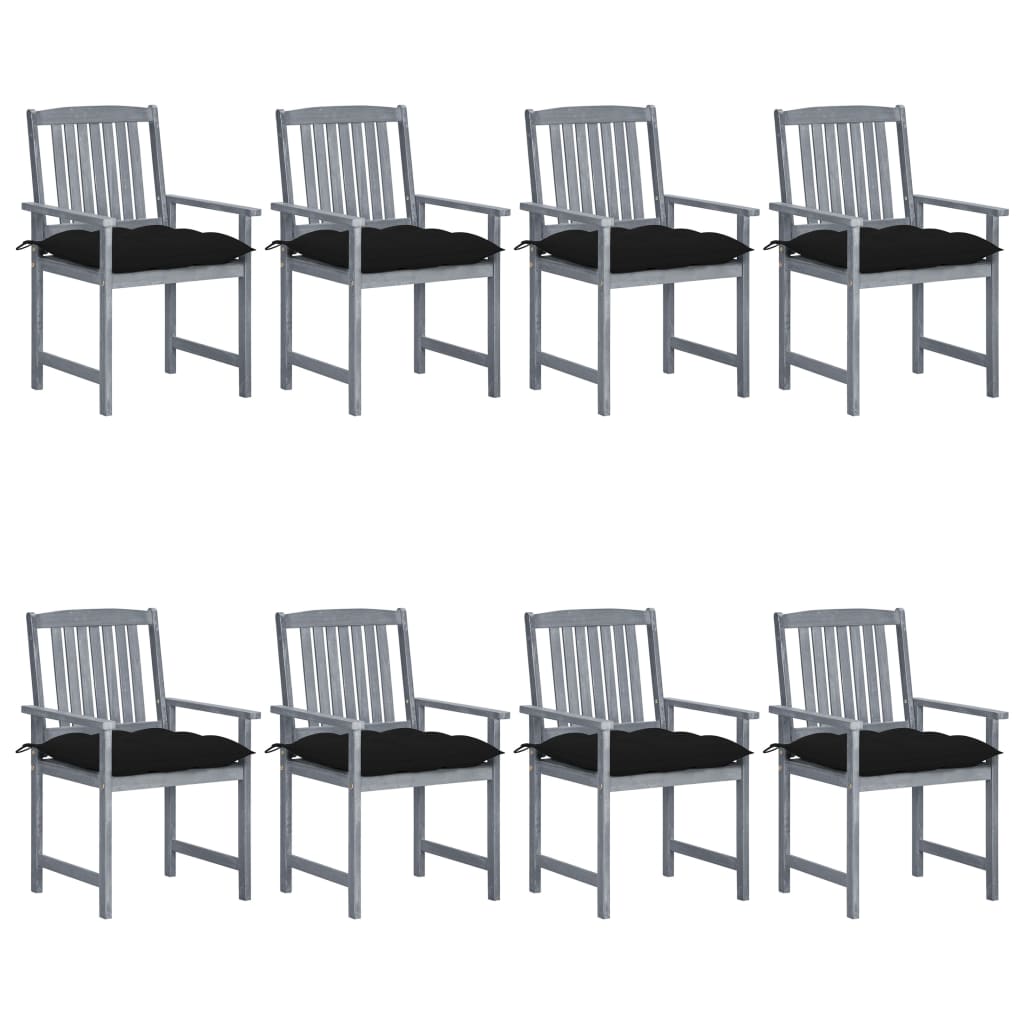 vidaXL Garden Chairs 2 pcs with Cushions Solid Acacia Wood Grey