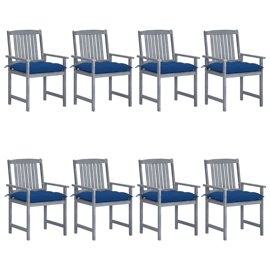 vidaXL Garden Chairs 2 pcs with Cushions Solid Acacia Wood Grey