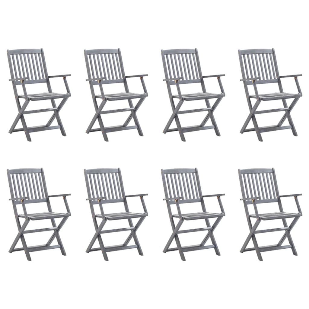 vidaXL Garden Chairs 2 pcs foldable with cushions solid acacia wood