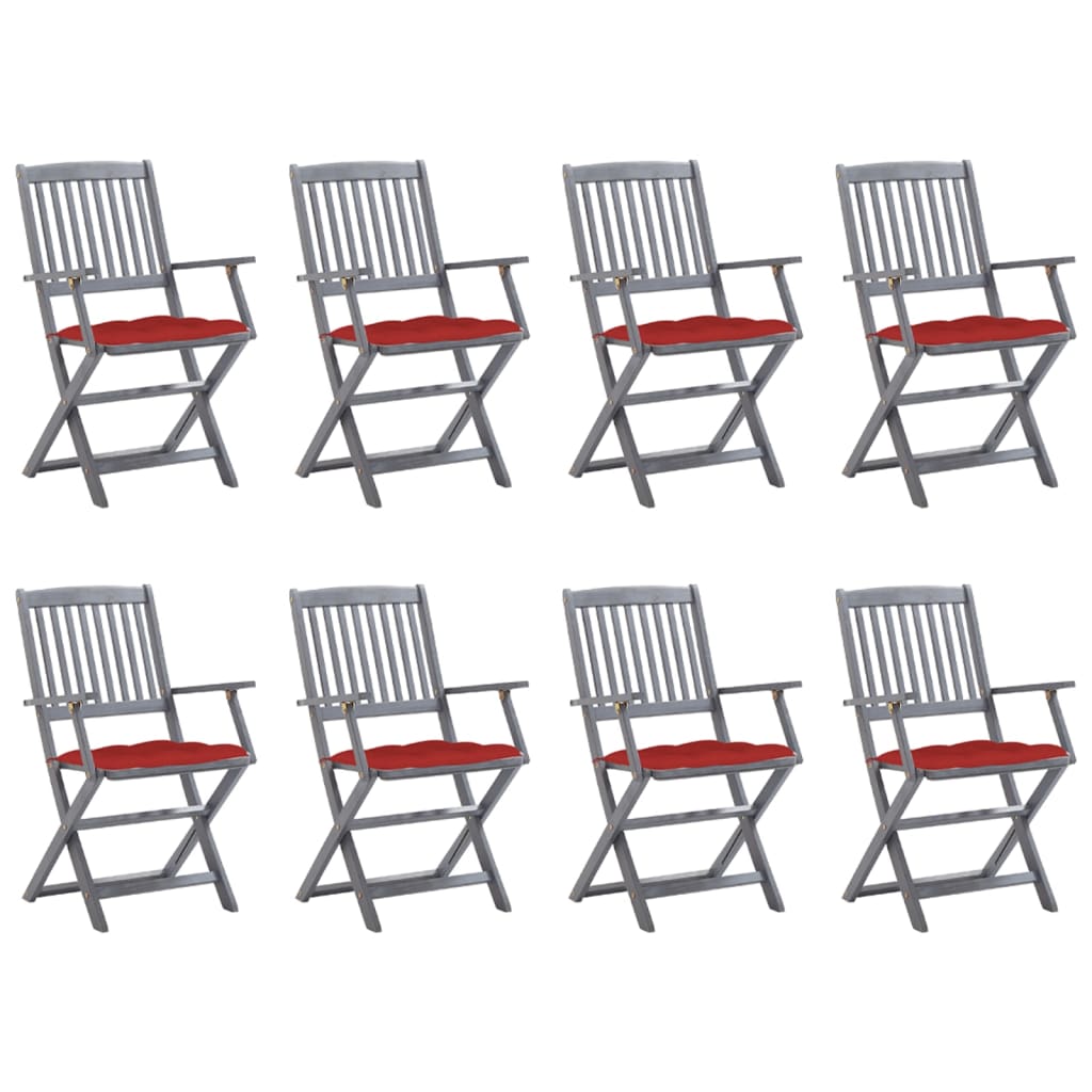 vidaXL Tuinstoelen 2 st inklapbaar met kussens massief acaciahout