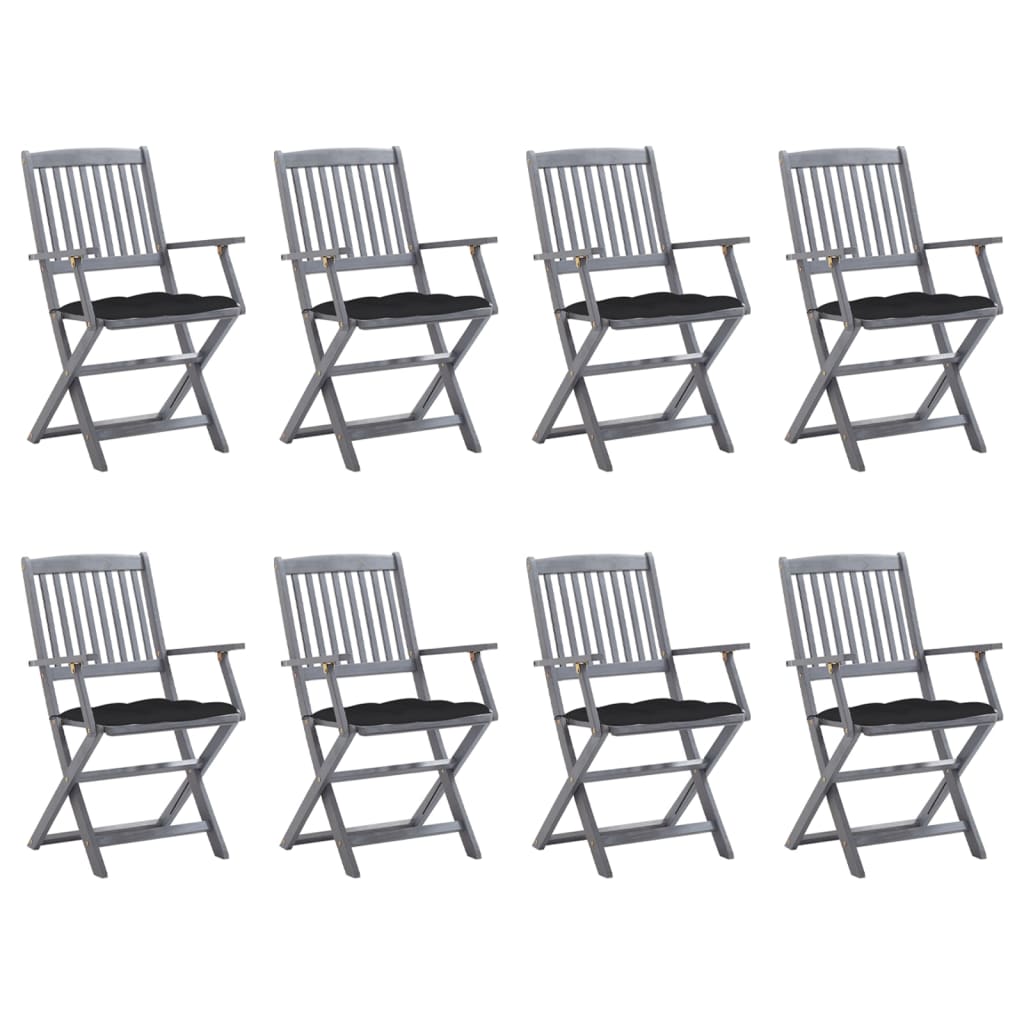 vidaXL Tuinstoelen 2 st inklapbaar met kussens massief acaciahout