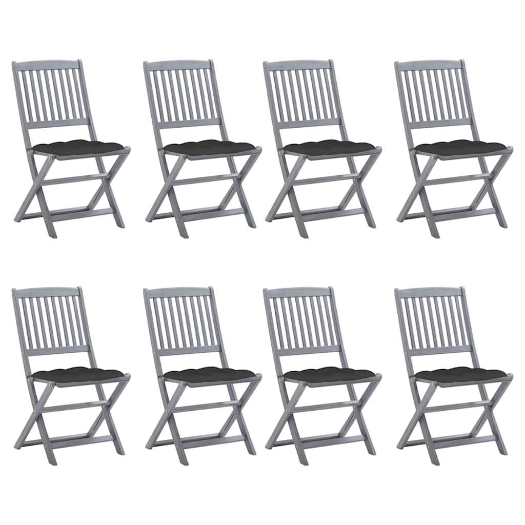 vidaXL Tuinstoelen 2 st inklapbaar met kussens massief acaciahout
