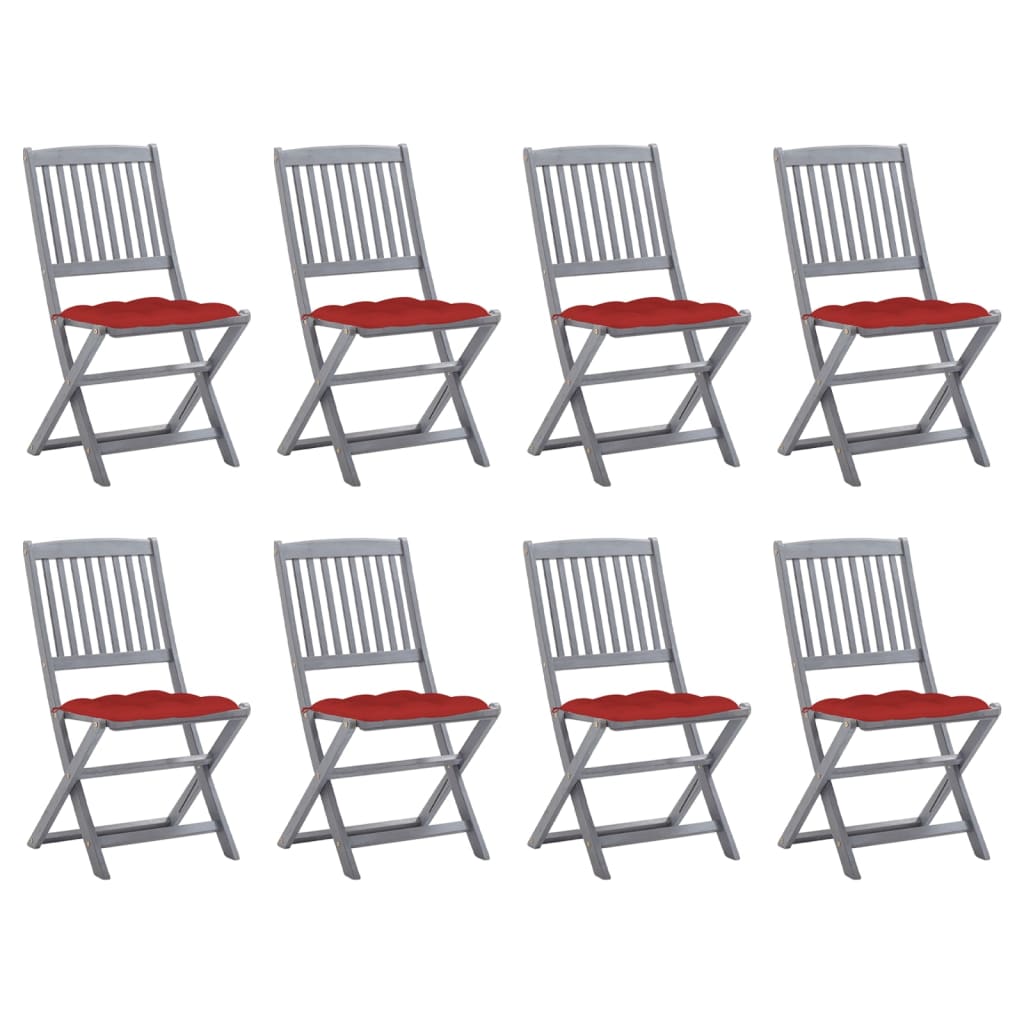 vidaXL Tuinstoelen 2 st inklapbaar met kussens massief acaciahout