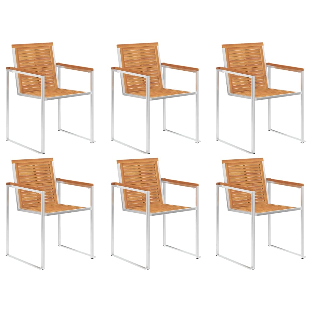 vidaXL Garden chairs 4 pcs solid acacia wood and stainless steel