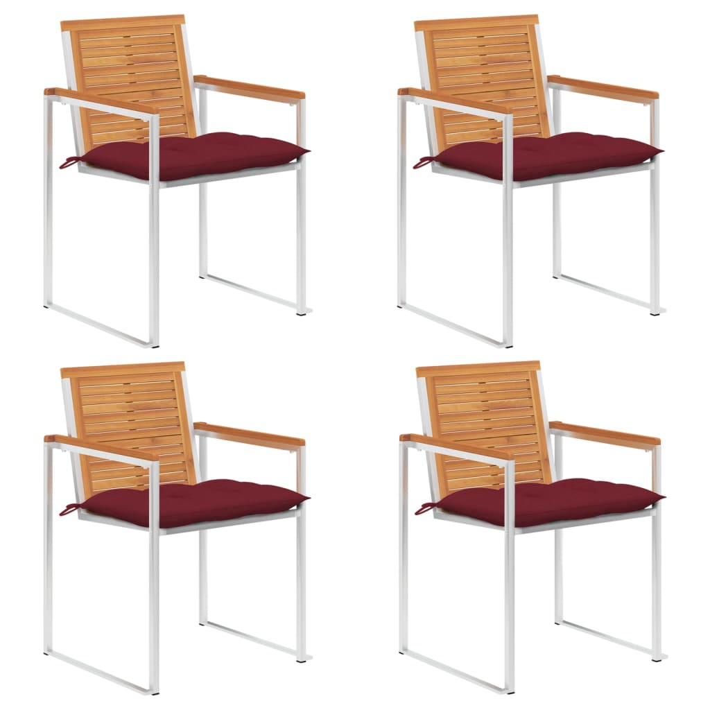 vidaXL Garden Chairs 2 pcs with cushions solid acacia wood and steel
