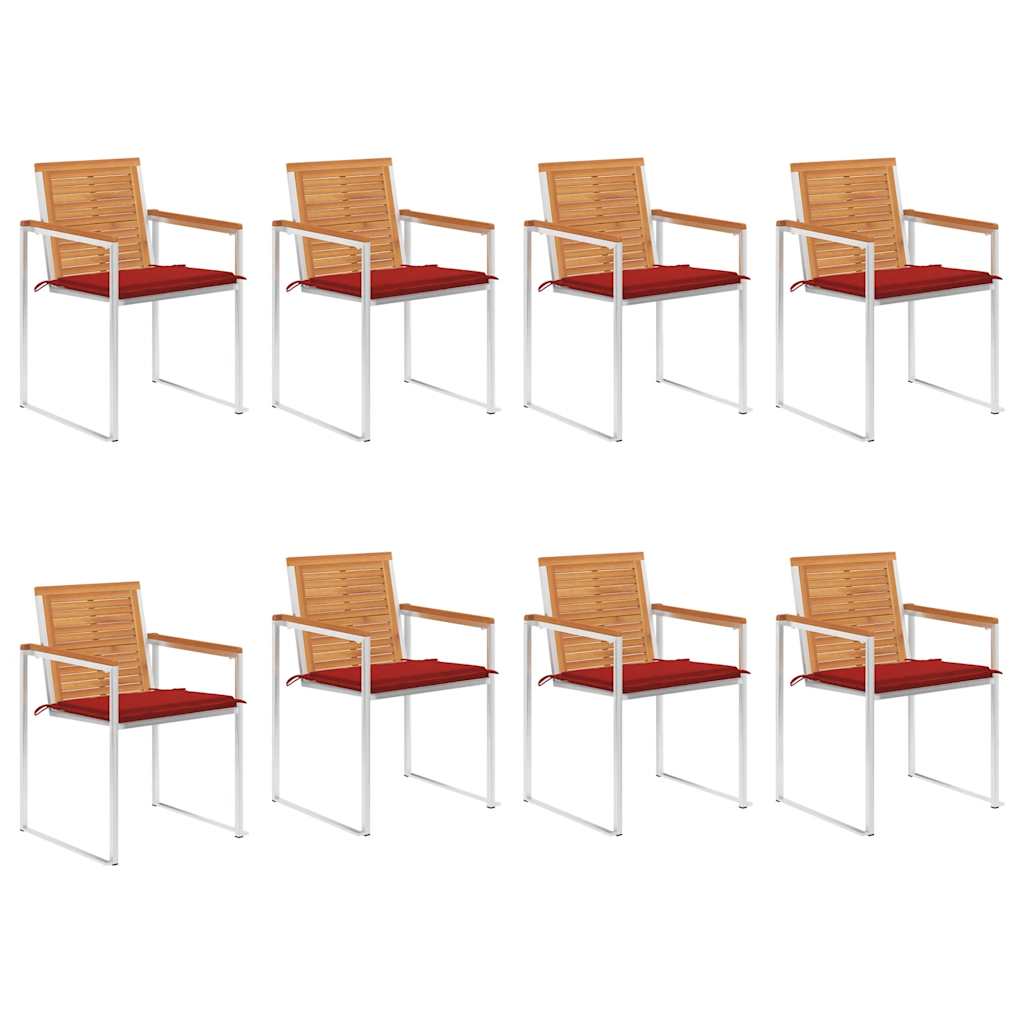 vidaXL Garden Chairs 2 pcs with Cushions Solid Acacia Wood and Steel