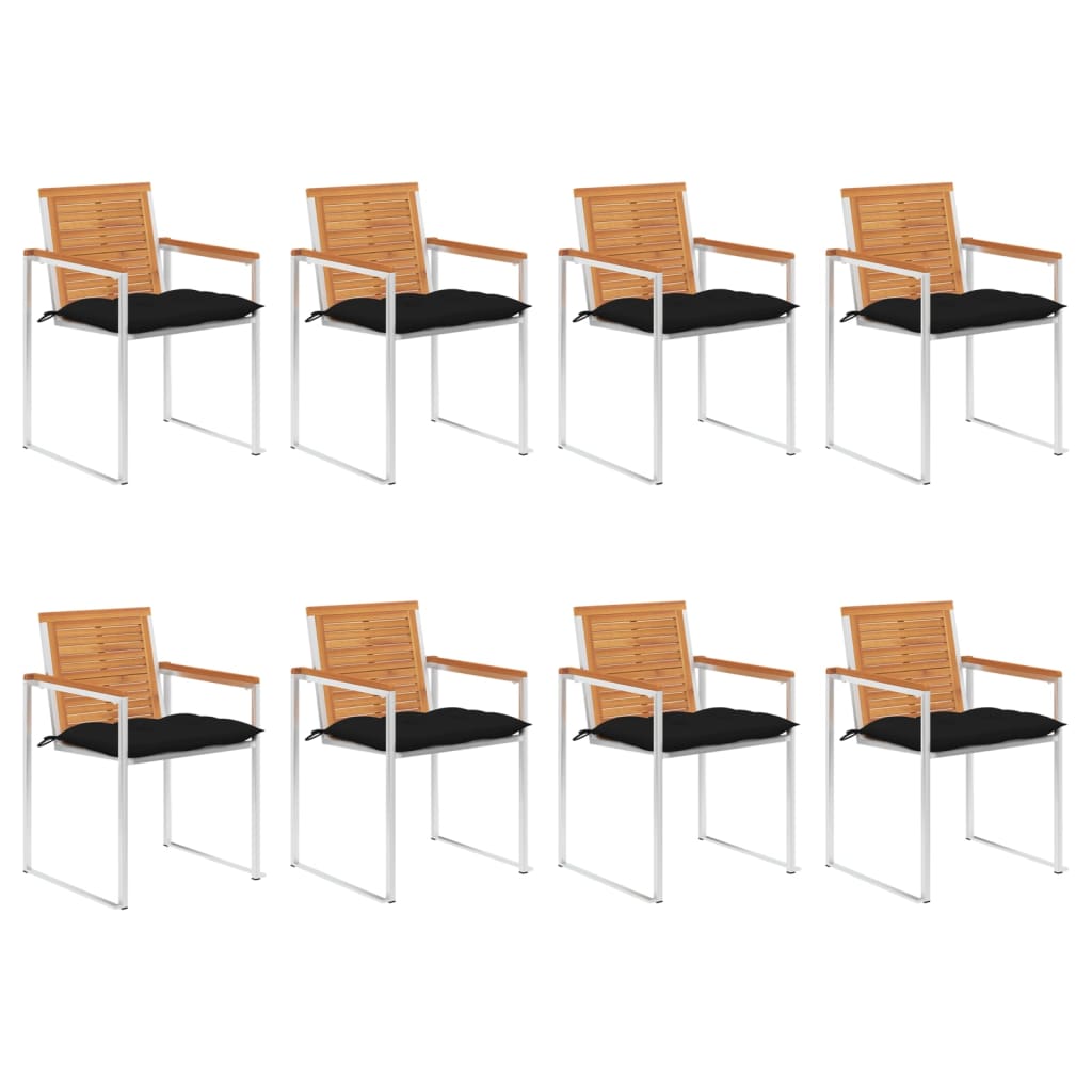 vidaXL Garden Chairs 2 pcs with cushions solid acacia wood and steel