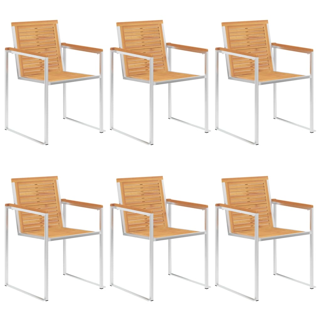 vidaXL Garden chairs 4 pcs solid acacia wood and stainless steel