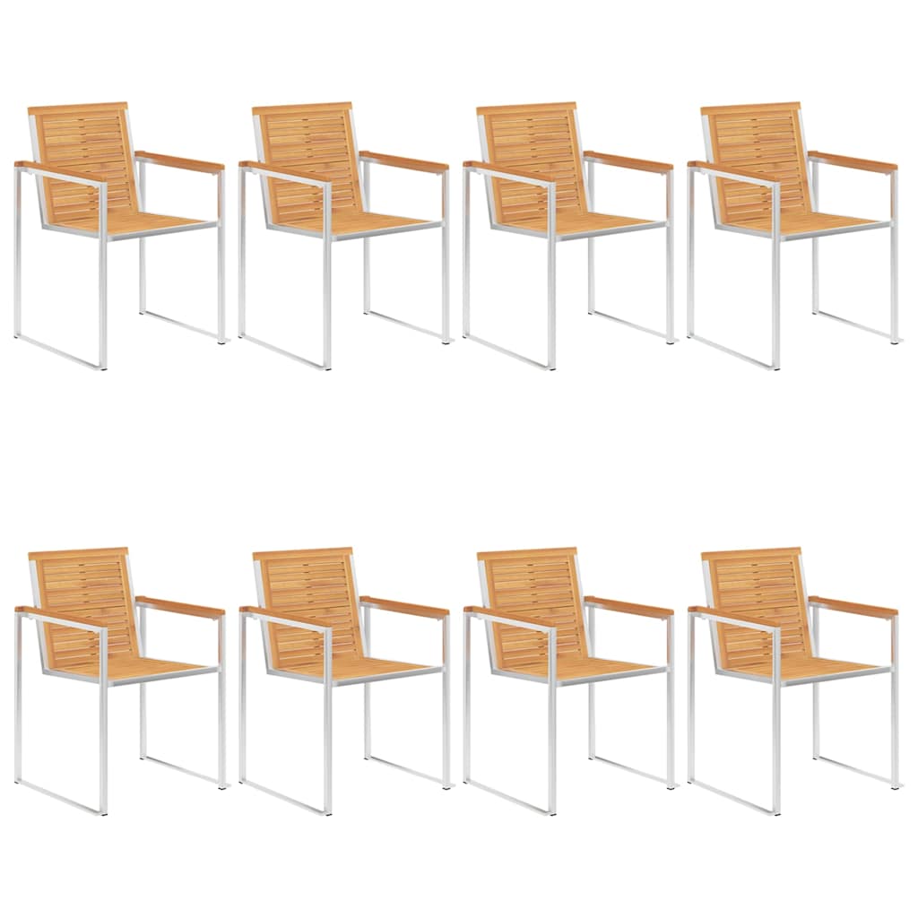 vidaXL Garden chairs 4 pcs solid acacia wood and stainless steel
