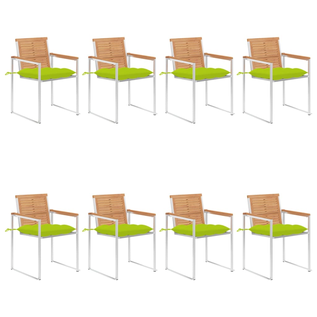 vidaXL Tuinstoelen 2 st met kussens massief teakhout en staal