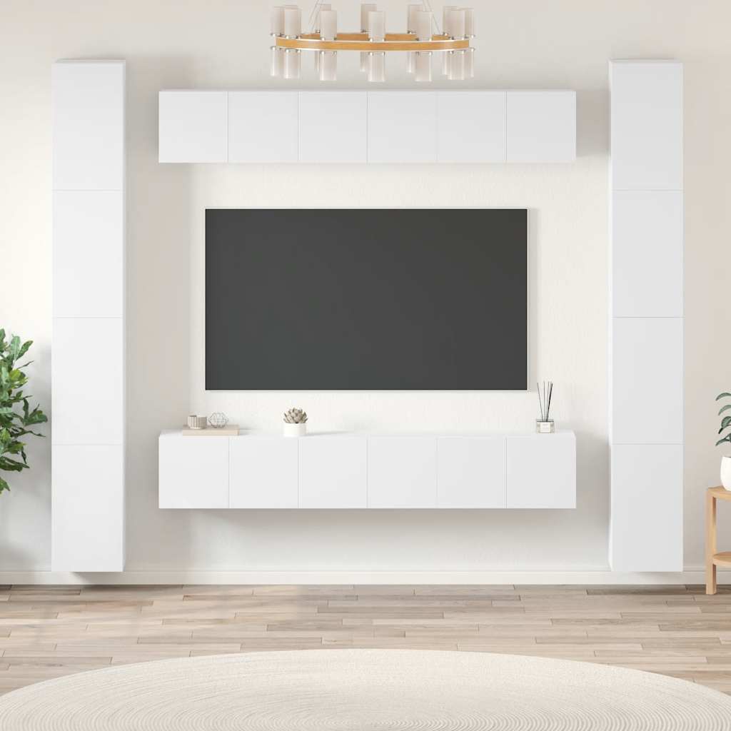 vidaXL 10-piece TV Cabinet Set Engineered Wood White