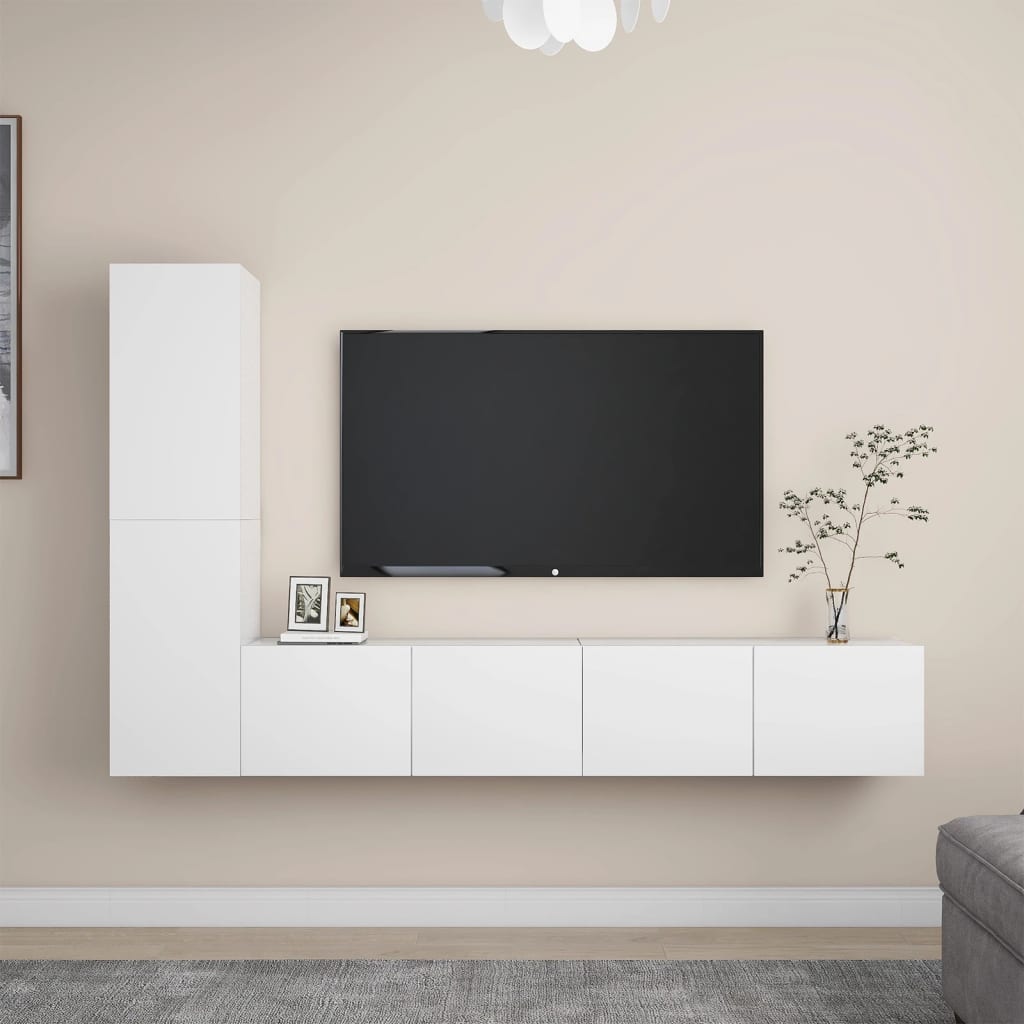 vidaXL 3-Piece TV Cabinet Set Engineered Wood White