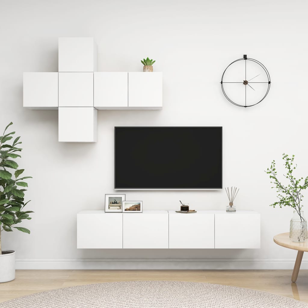 vidaXL 7-Piece TV Cabinet Set Engineered Wood White