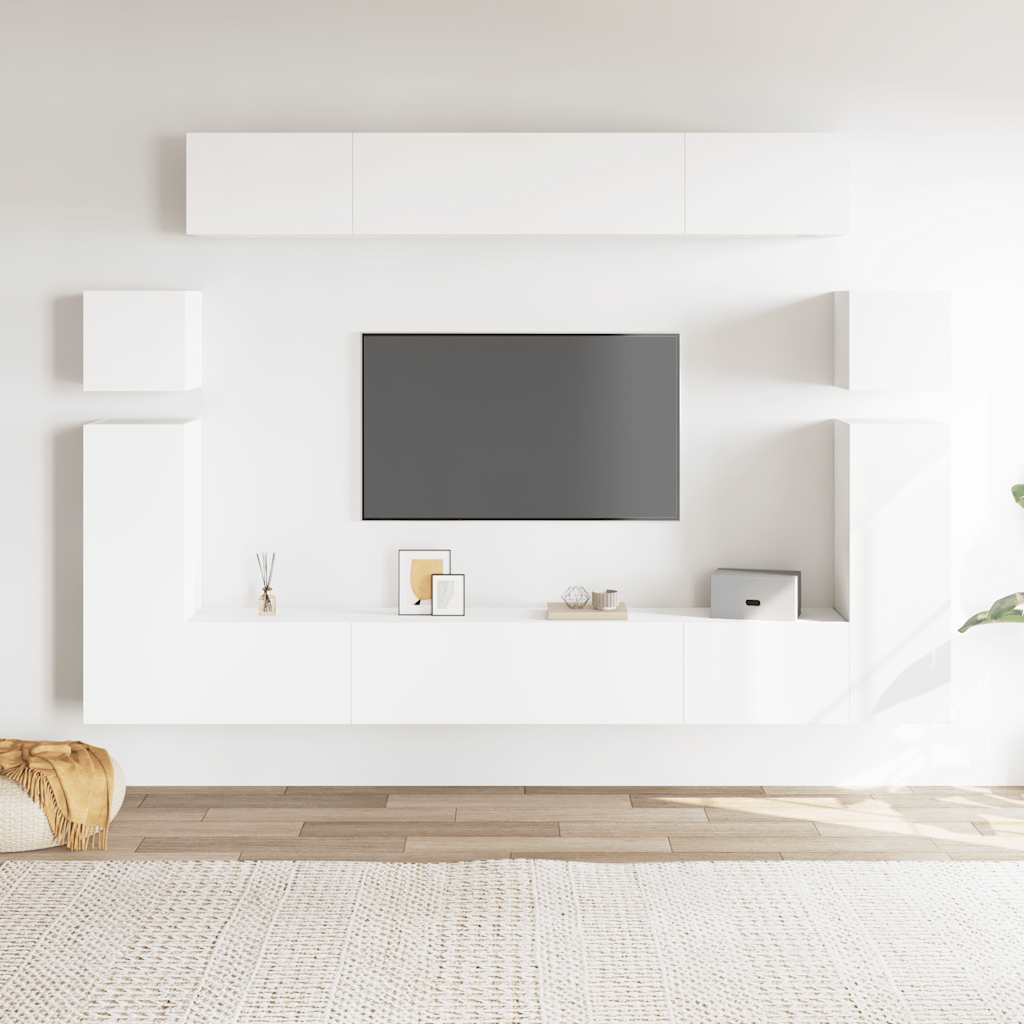 vidaXL 8-delige Tv-meubelset bewerkt hout wit