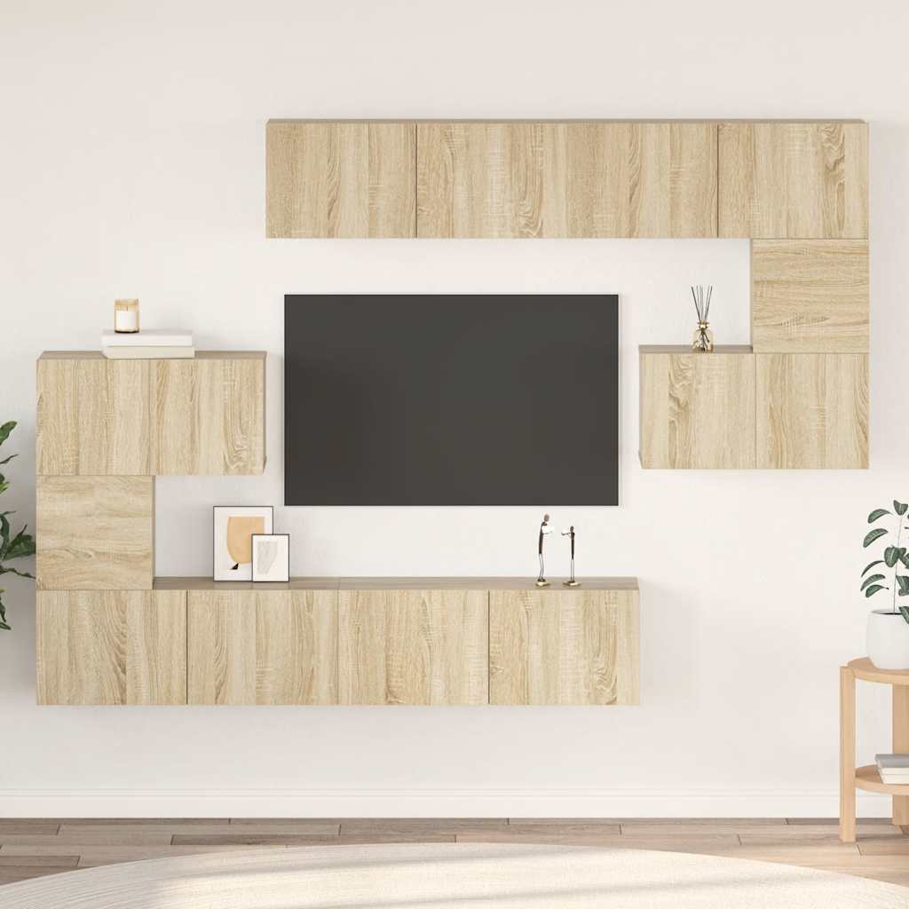 vidaXL 8-delige Tv-meubelset bewerkt hout wit