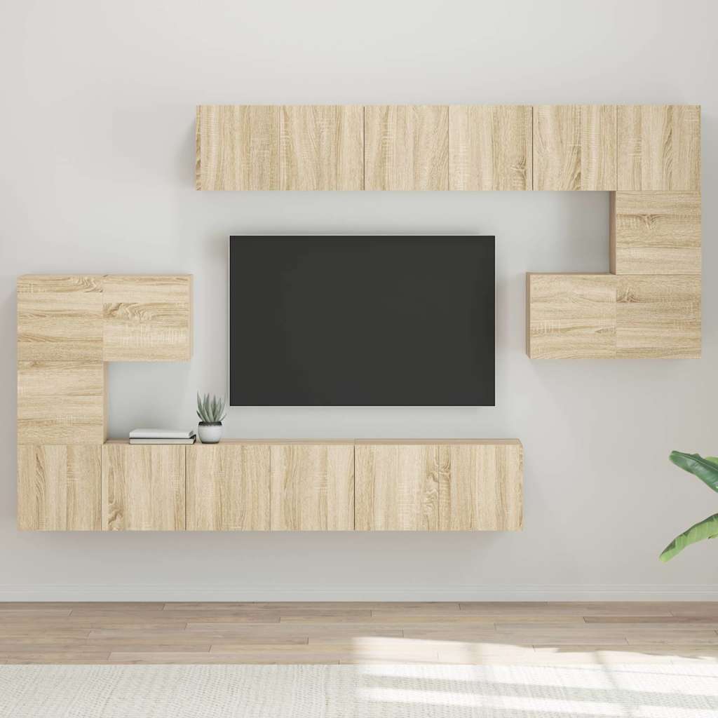 vidaXL 8-delige Tv-meubelset bewerkt hout wit