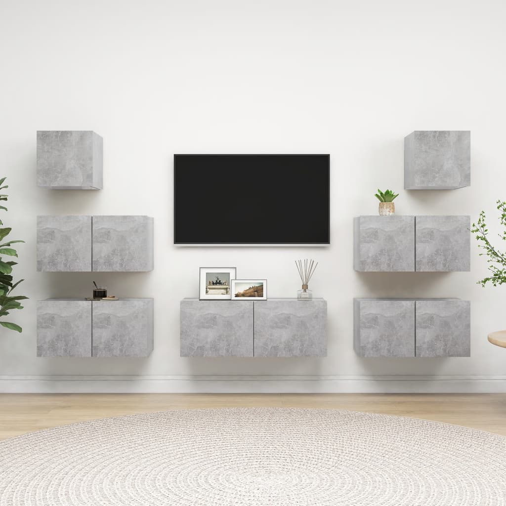 vidaXL 7-delige Tv-meubelset bewerkt hout wit