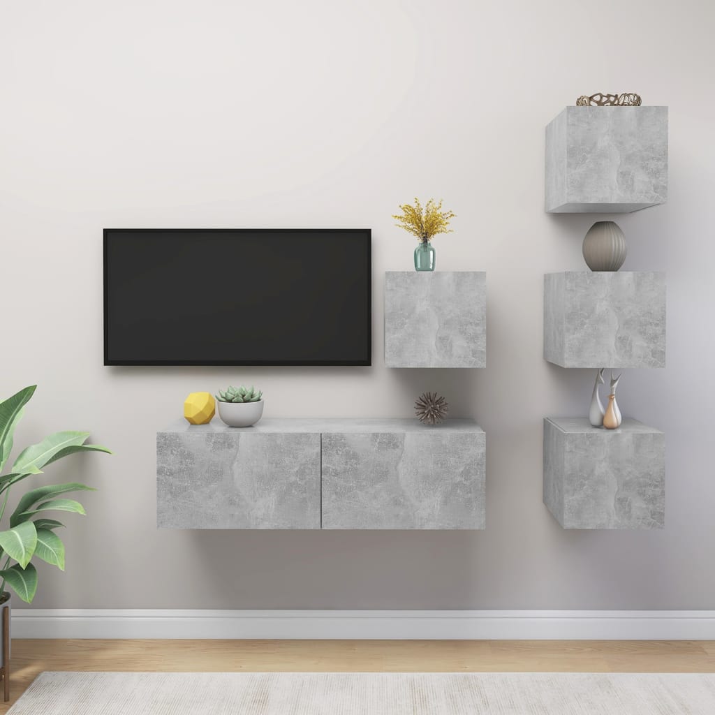 vidaXL 6-Piece TV Cabinet Set Engineered Wood White