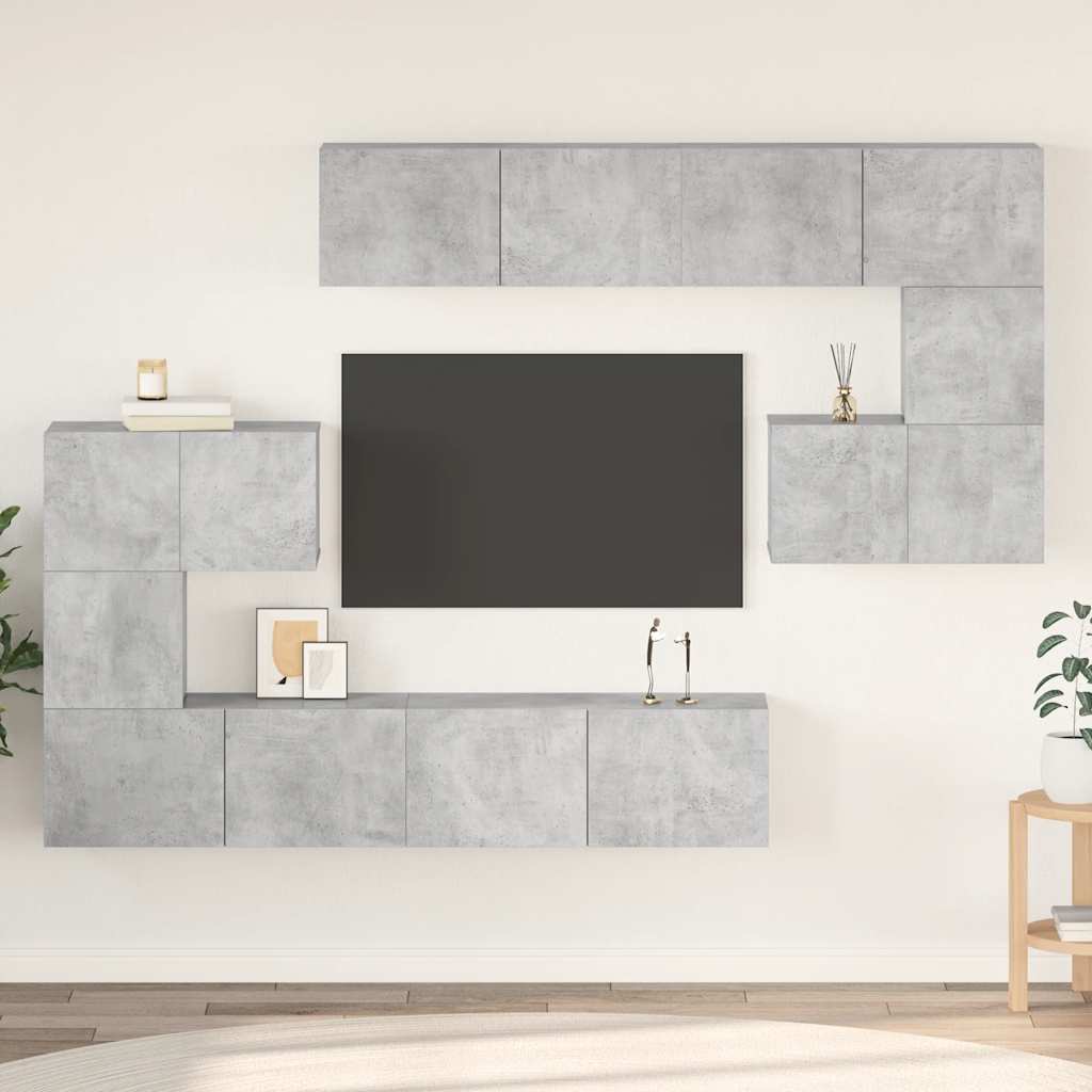 vidaXL 8-delige Tv-meubelset bewerkt hout wit