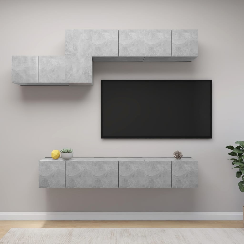 vidaXL 7-Piece TV Cabinet Set Engineered Wood White