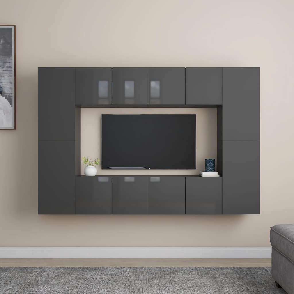 vidaXL 8-piece TV Cabinet Set Engineered Wood White