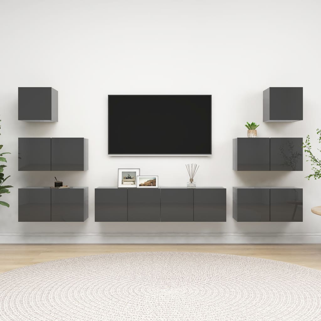 vidaXL 7-delige Tv-meubelset bewerkt hout wit